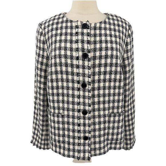 Talbots Jackets & Blazers - Talbots Blazer Black White Checkered Button Pockets Career Preppy Jacket Size 16